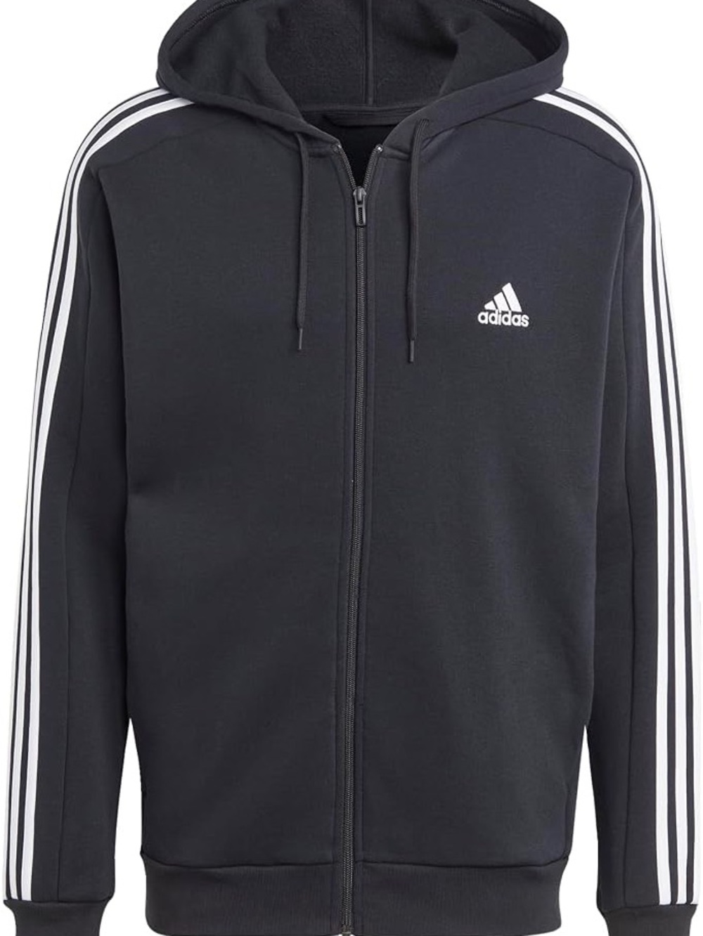 Adidas Women’s Black Full-Zip Hoodie with White Three Stripes